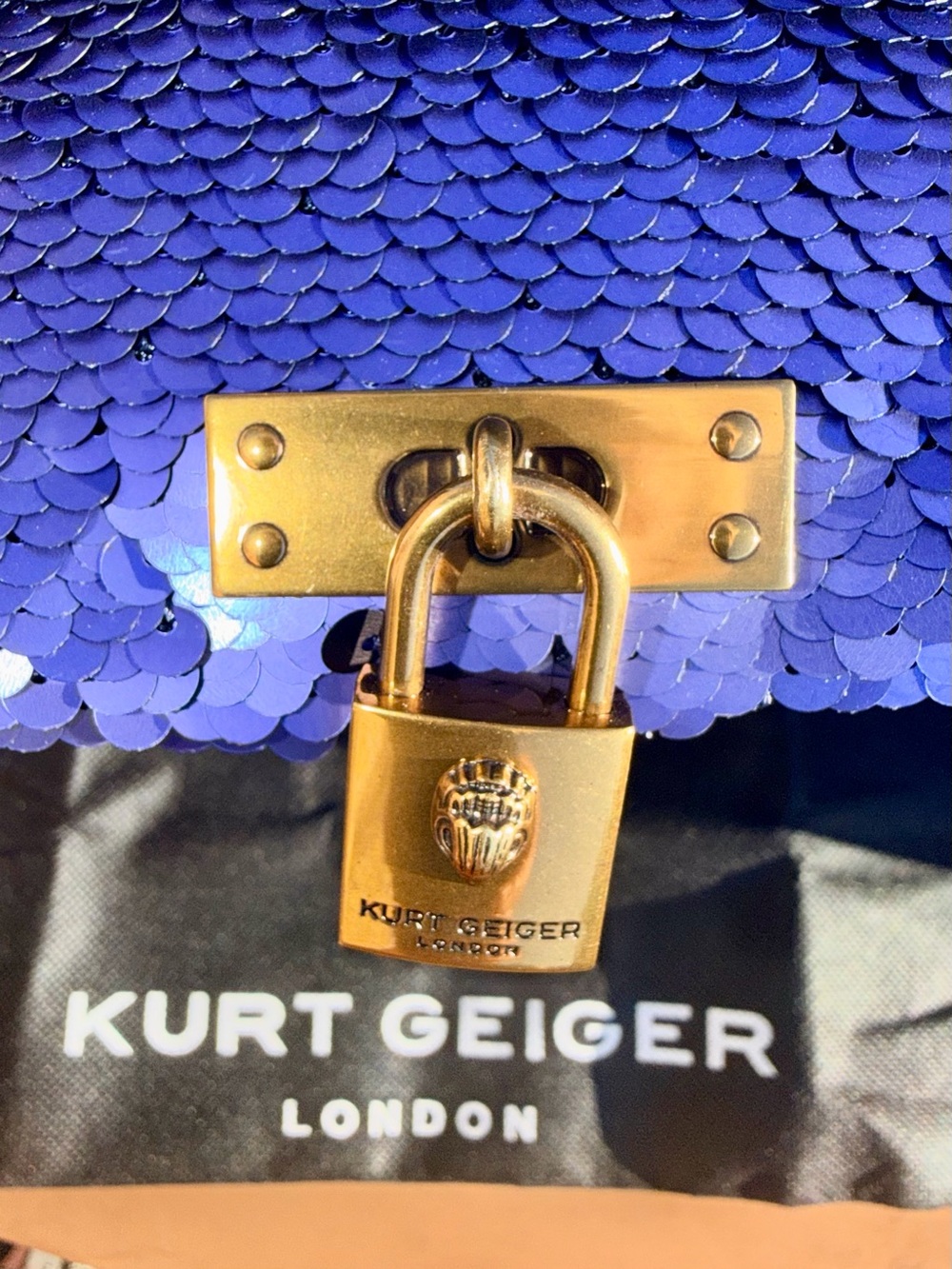 Kurt Geiger London Sequin Mini Brixton Crossbody in Periwinkle/Purple w Dustbag - Picture 10 of 11